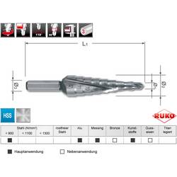 RUKO 101050-9 101050-9 HSS stupňovitý vrták Celková délka 65 mm 1 ks