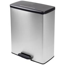 Curver Deco bin slim 254610 odpadkový koš, 65 l, (d x š x v) 480 x 480 x 615 mm, stříbrná, černá, otevírání pedálem, 1 ks