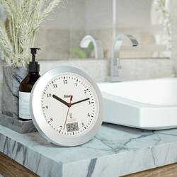 Mebus 41124 DCF nástěnné hodiny 17 cm x 60 mm, stříbrná, vhodné do koupelny / vlhkého prostoru
