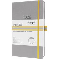 Sigel L2600 týdenní kalendář Linescape 2026 Hardcover DIN A5 světle šedá, žlutá 1 ks Počet stran: 176
