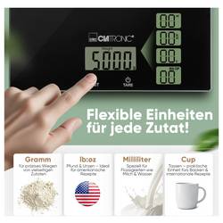 Clatronic KW 3820 Glas schwarz kuchyňská váha digitální digitální Max. váživost=5000 g černá 210 x 180 x 20