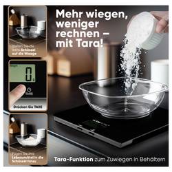 Clatronic KW 3820 Glas schwarz kuchyňská váha digitální digitální Max. váživost=5000 g černá 210 x 180 x 20