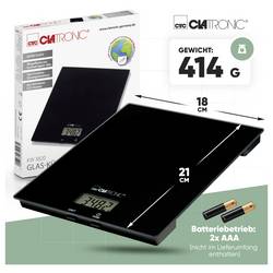 Clatronic KW 3820 Glas schwarz kuchyňská váha digitální digitální Max. váživost=5000 g černá 210 x 180 x 20