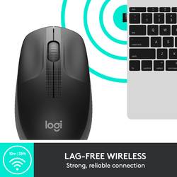 Logitech M190 optická myš, přenos bezdrátový, 3 tlačítko, 1000 dpi, antracitová