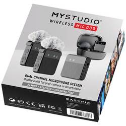 Easypix MyStudio® Wireless Mic Duo nasazovací studiový mikrofon Druh přenosu:kabelový, bezdrátový vč. ochrany proti větru, vč. pouzdra na mikrofon USB-C®