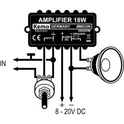 Kemo M033N mono zesilovač hotový modul 9 V/DC, 12 V/DC, 18 V/DC, 20 V/DC 18 W 4 Ω