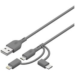 GP Nabíjecí kabel USB USB 2.0 USB-A zástrčka, Apple Lightning konektor, USB Micro-B zástrčka, USB-C ® zástrčka 1.00 m šedá GPCBCY1NGYUSB313