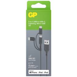 GP Nabíjecí kabel USB USB 2.0 USB-A zástrčka, Apple Lightning konektor, USB Micro-B zástrčka, USB-C ® zástrčka 1.00 m šedá GPCBCY1NGYUSB313