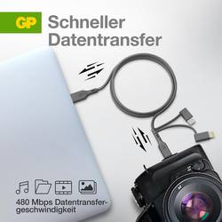 GP Nabíjecí kabel USB USB 2.0 USB-A zástrčka, Apple Lightning konektor, USB Micro-B zástrčka, USB-C ® zástrčka 1.00 m šedá GPCBCY1NGYUSB313