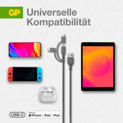 GP Nabíjecí kabel USB USB 2.0 USB-A zástrčka, Apple Lightning konektor, USB Micro-B zástrčka, USB-C ® zástrčka 1.00 m šedá GPCBCY1NGYUSB313