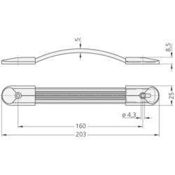 Rohde MA-37.215.84 přístrojová rukojeť pro zápustné šrouby černá (d x š x v) 268 x 37 x 13 mm 1 ks