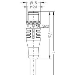 Escha AL-WASS4-5/S370 upravený zástrčkový konektor pro senzory - aktory, 8046234, piny: 4, 5.00 m, 1 ks