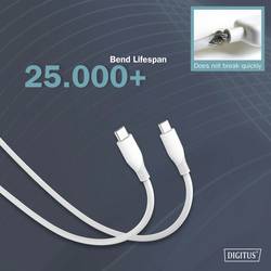 Digitus Kabel USB-C USB 2.0 USB-C ® zástrčka 1.00 m bílá (matná) Vynikající odolnost proti stárnutí, flexibilní provedení, flexibilní vnitřní vodič, Dobrá