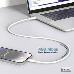 Digitus Kabel USB-C USB 2.0 USB-C ® zástrčka 1.00 m bílá (matná) Vynikající odolnost proti stárnutí, flexibilní provedení, flexibilní vnitřní vodič, Dobrá