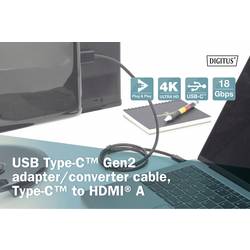 Digitus USB-C® / HDMI kabelový adaptér USB-C ® zástrčka, Zástrčka HDMI-A 5.00 m černá AK-300330-050-S stíněný, dvoužilový stíněný Kabel pro displeje USB-C®