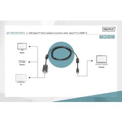 Digitus USB-C® / HDMI kabelový adaptér USB-C ® zástrčka, Zástrčka HDMI-A 5.00 m černá AK-300330-050-S stíněný, dvoužilový stíněný Kabel pro displeje USB-C®