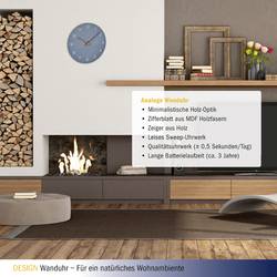 TFA Dostmann 60.3054.06 Quartz nástěnné hodiny 29.7 cm x 45 mm , modrá