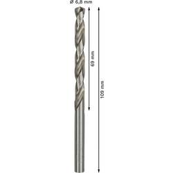 Bosch Accessories 2608595069 HSS kovový spirálový vrták 6.8 mm Celková délka 109 mm broušený DIN 338 válcová stopka 10 ks