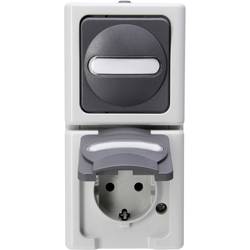 Kopp 130856009 1 ks spínání ve vlhkých místnostech kompletní sada kombinace vypínač/zásuvka BlueElectric šedá 1 ks