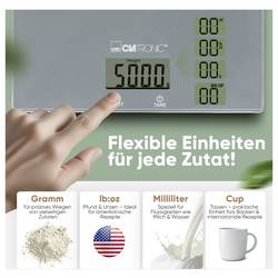 Clatronic KW 3820 Glas grau kuchyňská váha digitální digitální Max. váživost=5000 g šedá 210 x 180 x 20
