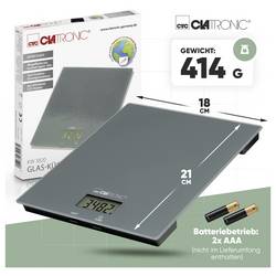 Clatronic KW 3820 Glas grau kuchyňská váha digitální digitální Max. váživost=5000 g šedá 210 x 180 x 20