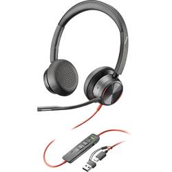 HP Poly Blackwire 8225 Headset otevřená (On Ear) kabelová stereo černá Potlačení hluku headset, regulace hlasitosti, Vypnutí zvuku mikrofonu