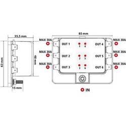 SecoRüt FHA506 LED rozdělovač proudového okruhu standardní plochá pojistka počet pólů 6 30 A 1 ks