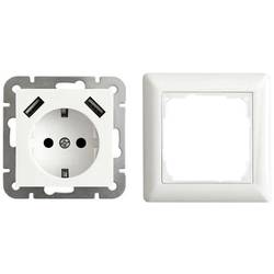 LEDmaxx 106648 1násobné zásuvka do zdi s USB, dětská ochrana bílá