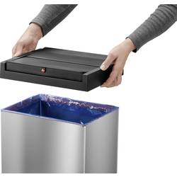 Hailo Bix-Box Swing XL 8602110 odpadkový koš, 52 l, nerezová ocel, (d x š x v) 260 x 339 x 763 mm, stříbrná, černá, se samouzavíracím víkem, 1 ks