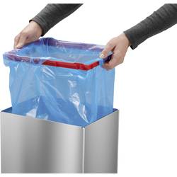 Hailo Bix-Box Swing XL 8602110 odpadkový koš, 52 l, nerezová ocel, (d x š x v) 340 x 339 x 763 mm, stříbrná, černá, se samouzavíracím víkem, 1 ks