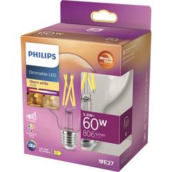 Philips LED 871951432395700 LED Energetická třída (EEK2021) D (A - G) E27 kulatý tvar 6 W = 60 W teplá bílá (Ø x v) 95 mm x 137 mm stmívatelné (Dim to warm) 1