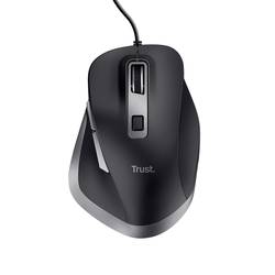Trust FYDA optická ergonomická myš, přenos kabelový, 6 tlačítko, 5000 dpi, černá