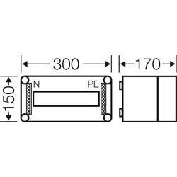 Hensel 20001035 Mi 1109 malý rozváděč na omítku Počet modulů (šířka) = 9 Počet řádků = 1 Obsah 1 ks