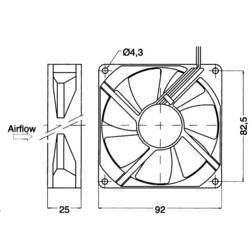NMB Minebea 3610KL-05W-B50 axiální ventilátor, 24 V/DC, 93 m³/h, (d x š x v) 92 x 92 x 25 mm, 3610KL-05W-B50