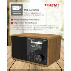 Telestar TOP 200 Holz 5701200 internetové přenosné rádio, internetové, DAB+, FM, Bluetooth, USB, Wi-Fi, AUX, dřevo