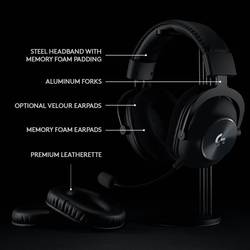 Logitech Gaming PRO X Headset otevřená (On Ear) bezdrátová 7.1 Surround černá regulace hlasitosti, Vypnutí zvuku mikrofonu Gaming