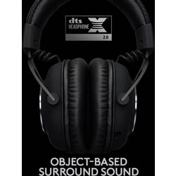Logitech Gaming PRO X Headset otevřená (On Ear) bezdrátová 7.1 Surround černá regulace hlasitosti, Vypnutí zvuku mikrofonu Gaming