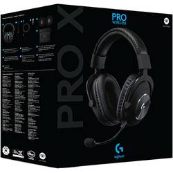 Logitech Gaming PRO X Headset otevřená (On Ear) bezdrátová 7.1 Surround černá regulace hlasitosti, Vypnutí zvuku mikrofonu Gaming