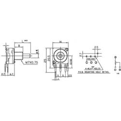 Alpha APM4B1KM, 63250-01400/B1K otočný potenciometr, Mono, 200 mW, 1 kΩ, 1 ks
