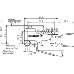 ZF D459-V3LD mikrospínač D459-V3LD 250 V/AC 16 A 1x zap/(zap) bez aretace 1 ks