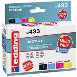 Edding Ink náhradní Brother LC-980BK, LC-980C, LC-980M, LC-980Y kompatibilní kombinované balení barva EDD-433 18-433