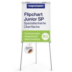 magnetoplan flipchart Junior SP (d x š x v) 1100.00 x 750 x 1850 mm bílá omyvatelný, popisovatelný, výškově nastavitelný, vč. odkládací poličky, magnetický