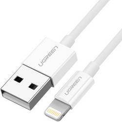 UGREEN USB kabel USB 2.0 Apple Lightning konektor, USB-A zástrčka 1 m bílá 20728
