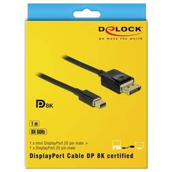 Delock Mini-DisplayPort / DisplayPort kabel Mini DisplayPort konektory, Konektor DisplayPort 1 m černá 84927 pozlacené kontakty, kroucený , třížilový stíněný,