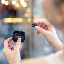 Lamax Clips1 Play Headset do uší (In Ear) Bluetooth® stereo černá Indikátor nabití, Nabíjecí pouzdro, regulace hlasitosti, odolné vůči potu, dotykové ovládání,