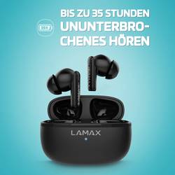 Lamax Clips1 Play Headset do uší (In Ear) Bluetooth® stereo černá Indikátor nabití, Nabíjecí pouzdro, regulace hlasitosti, odolné vůči potu, dotykové ovládání,