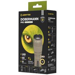 ArmyTek Dobermann Pro Magnet USB Sand Warm LED kapesní svítilna, poutko na ruku, s brašnou, napájeno akumulátorem, 1400 lm, 164 g