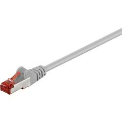Goobay 93569 RJ45 síťové kabely, propojovací kabely CAT 6 S/FTP 1 m šedá CCA vodič, kulatý, kompletní stínění, fóliové stínění, dvoužilový stíněný, s ochranou,