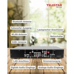 Telestar TOP 550 Schwarz tuner internetové rádio, Bluetooth®, CD přehrávač, DAB+, USB, černá