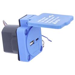 AS Schwabe 45091 USB nabíjecí zásuvka do zdi s USB-C®, s nabíjením přes USB IP54 modrá